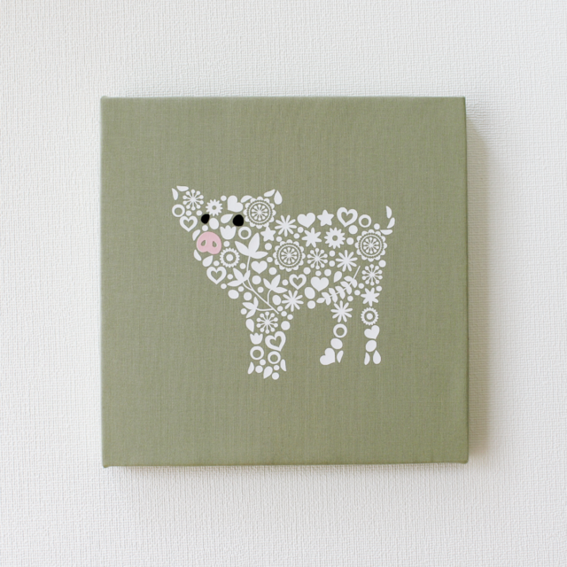 ブタのパネル M-758【全10色/白】ファブリックパネル