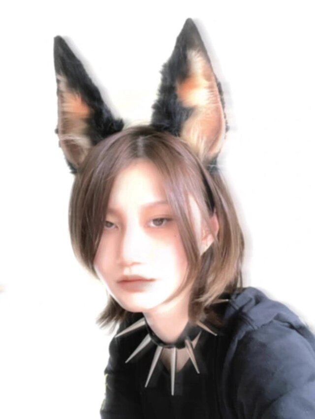 受注生産】ドービン犬耳カチューシャ 手作 リアルな毛皮のような