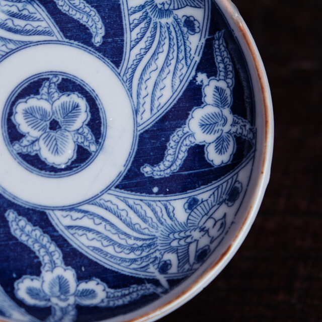 リーフと鳳凰◇伊万里 花鳥文印判小皿 骨董・antiques 古道具