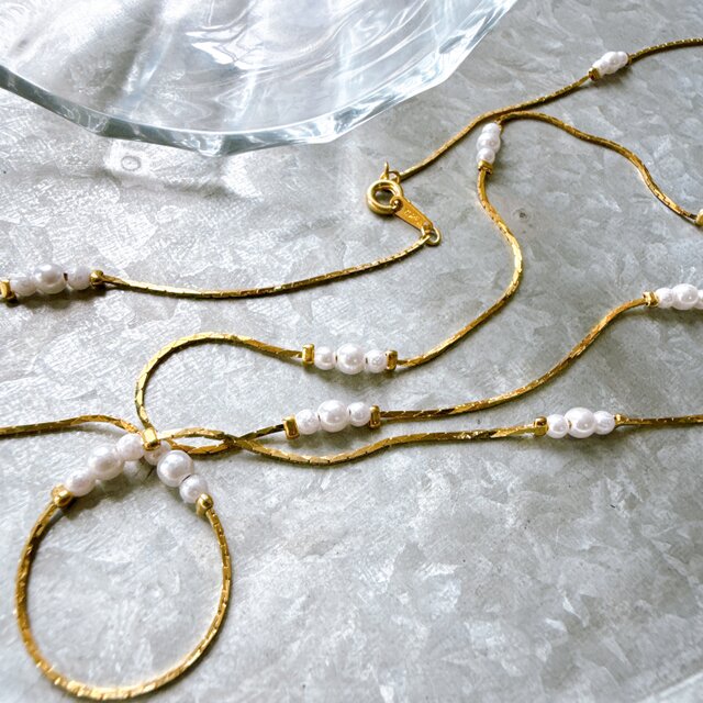 N287-ヴィンテージネックレス・U.S.A. 1980s Gold Tone Flat Chain 