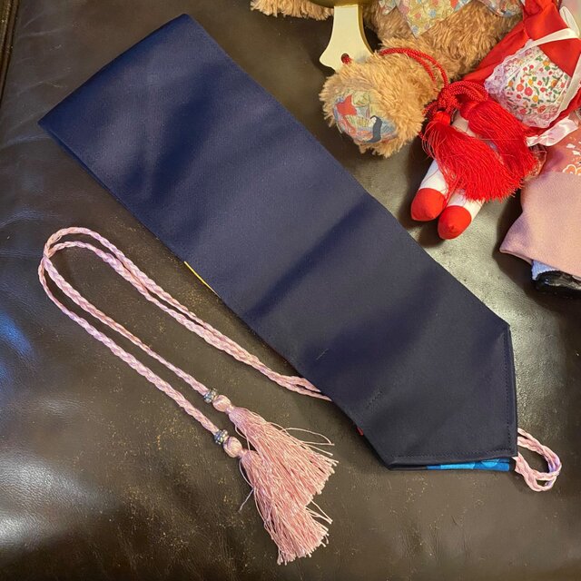 リップル絞り 浴衣リメイク セミロング ワンピース ドレス 帯サッシュ  