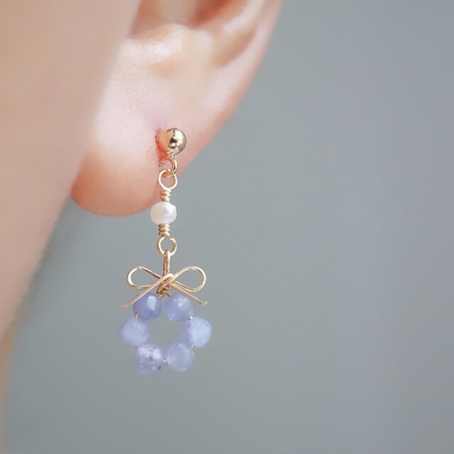お得セット】「勿忘草の花結」ピアス イヤリング ネックレス 