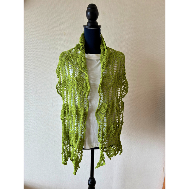 【再販】ピスタチオグリーンのパイナップル編みショール〜ご注文いただいてからのお作りとなります〜