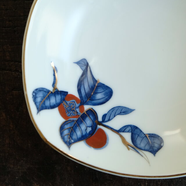 3246　古美術＜値下げ交渉大歓迎＞藍柿中皿　ヒビ有 3246 古美術＜値下げ交渉大歓迎＞藍柿中皿 ヒビ有