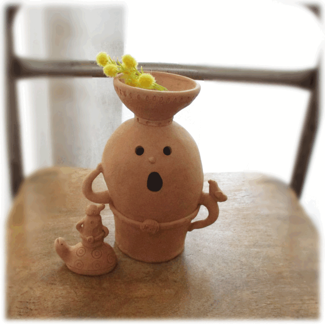 【ハニワちゃん】ちびハニワ付き　かめ