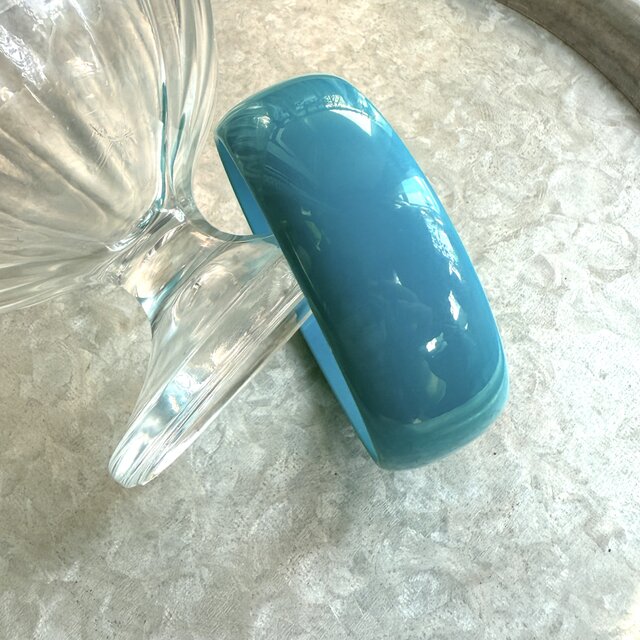B143-ヴィンテージバングル U.S.A. 1970〜80s Turquoise Blue Acrylic