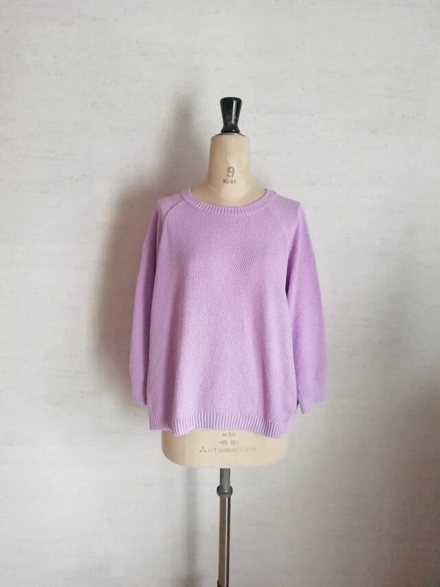【新色】オーガニックコットン100%鹿の子ポンチョプルオーバー　ライラック