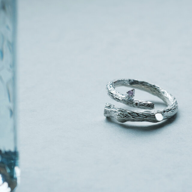 無骨な 古木に咲く花 リング シルバー925