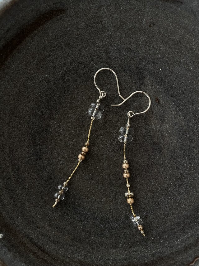 メタリックビーズピアス no.092