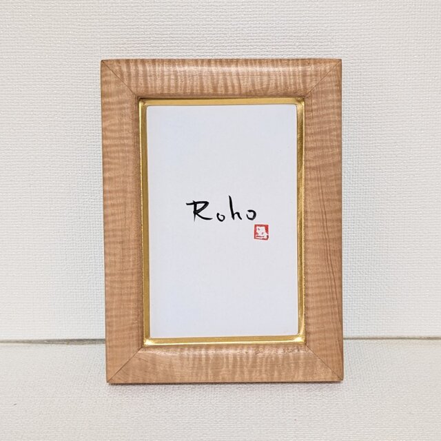 天然木　無垢　栃材　極上縮み杢　写真L判サイズ　額縁　