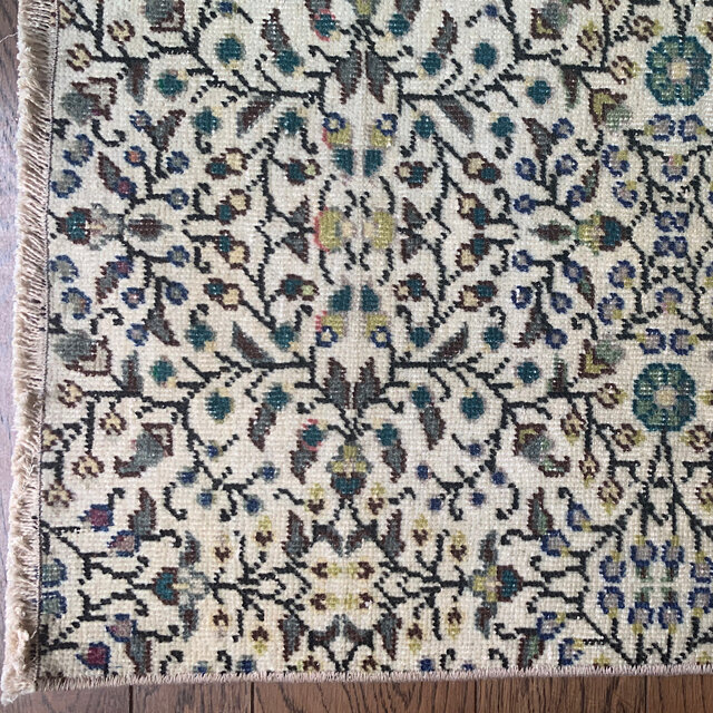 大判ボタニカル236×117 アースカラーアイボリートルコヴィンテージラグ