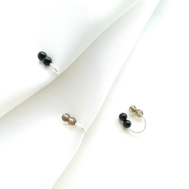 クリップイヤリング [片耳] black＆smoky / SV