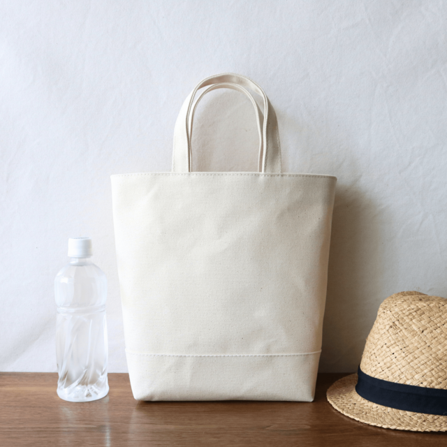 在庫アリ★生成り　倉敷産8号帆布使用バスケット縦