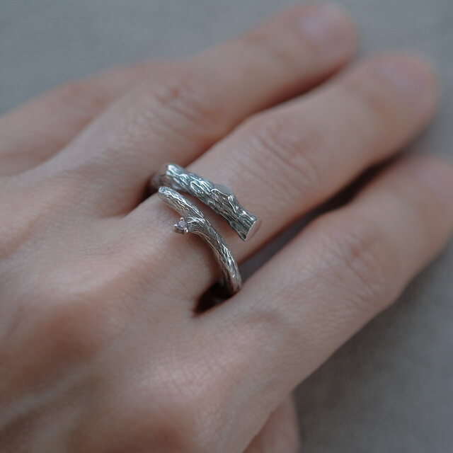 無骨な 古木に咲く花 メンズ ユニセックス リング シルバー925 | iichi