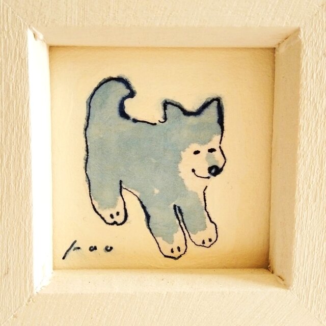 犬の絵｜原画｜ドローイング ※木製ミニ額縁入り | iichi 日々の