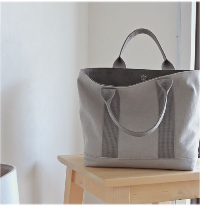 キャンバスシンプルトート　ミドルサイズ　グレー系ミックス