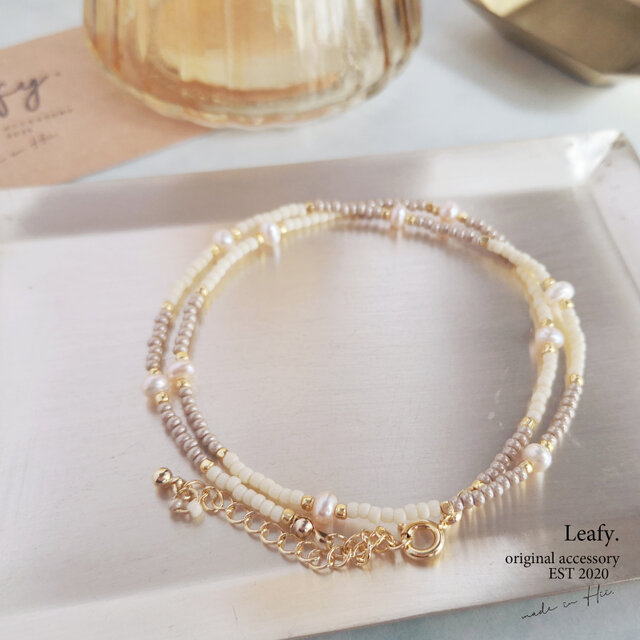 淡水パールとチェコビーズのチャーム 淡水パールとチェコビーズのチャーム