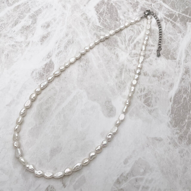 本真珠バロックパールネックレス 淡水パール 35cm 38cm 40cm 金属 