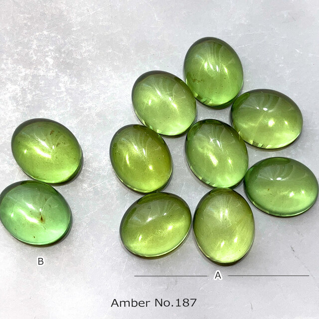 最大10%OFFクーポン グリーンアンバー[187] 10x8mm Oval 天然石 ／ ルース アクセサリー