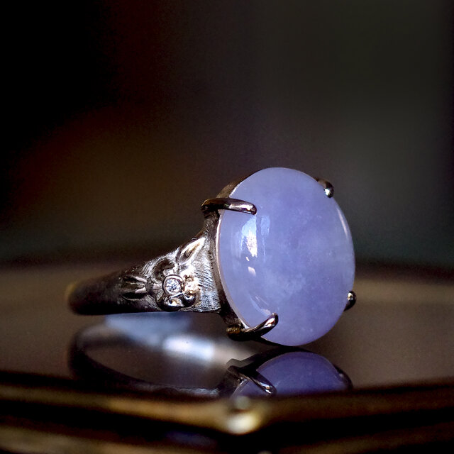 ラベンダー翡翠＆ダイヤK10リング FUYO(フヨウ) [F007] | iichi 日々の