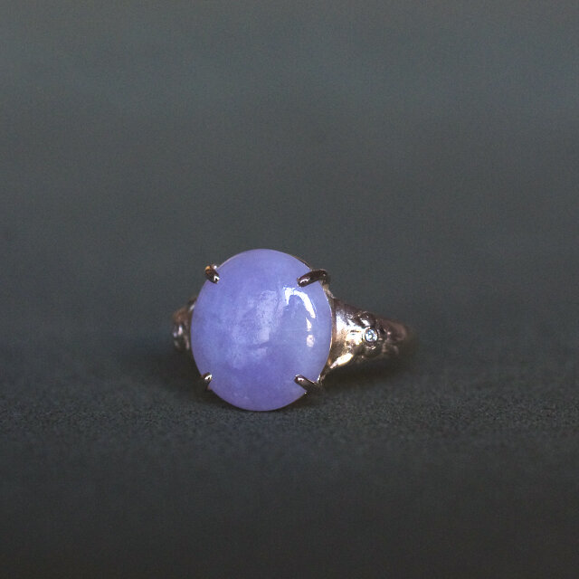 ラベンダー翡翠＆ダイヤK10リング FUYO(フヨウ) [F007] | iichi 日々の
