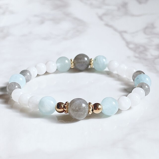 【再販10点以上】運命の人との素敵な出会いと幸せな結婚へ ラブラドライト  パワーストーン 天然石ブレスレット No381