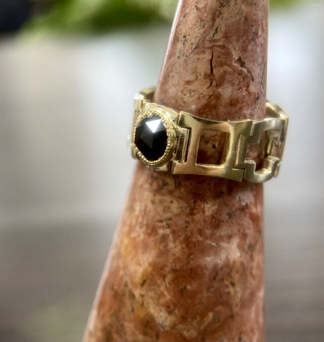 K14YG&WGブラックダイヤリング(送料無料)時計ベルトリング | iichi