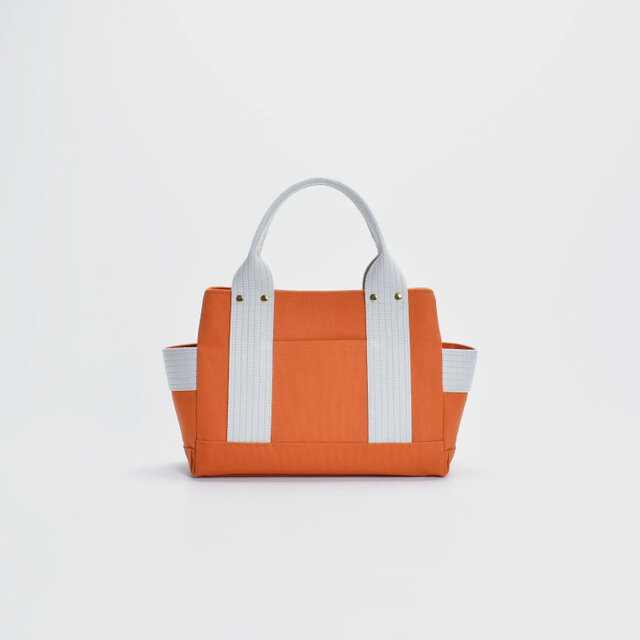 【受注製作】スクエアキャンバストートＳ（オレンジ×ライトグレー）