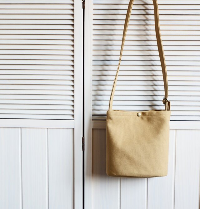 丸底ショルダーバッグ◇キャメル◇倉敷帆布