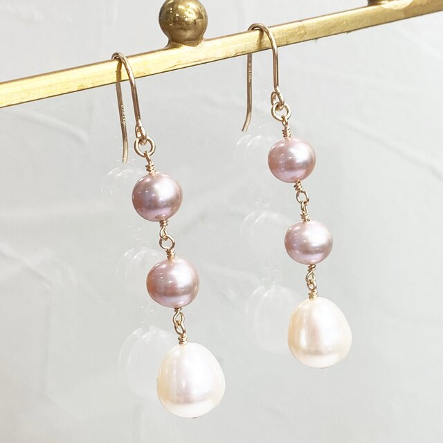 【イヤリング交換可能　ピアス】　淡水真珠