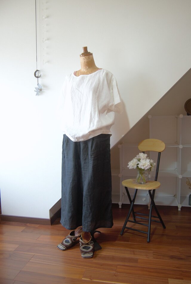 展示品 本麻 白のブラウス 着物リメイク | iichi 日々の暮らしを