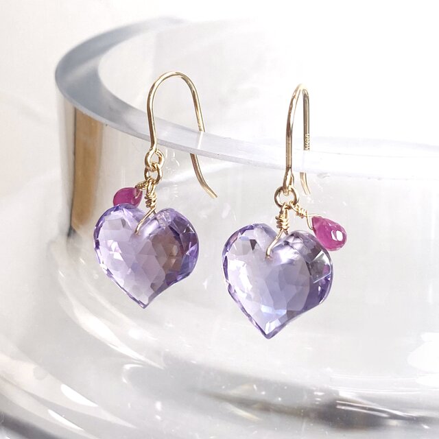 【イヤリング交換可能　ピアス】　アメシスト　サファイア