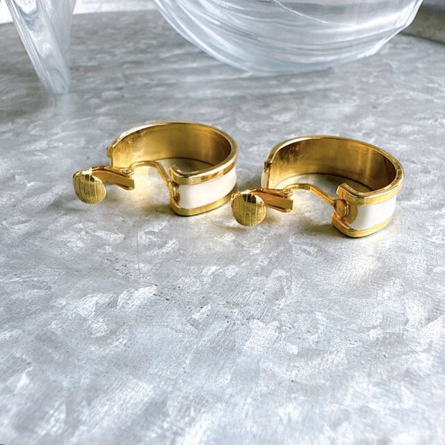 ゴールドイヤリング　ヴィンテージ　ハンドメイド vintage gold earring handmade