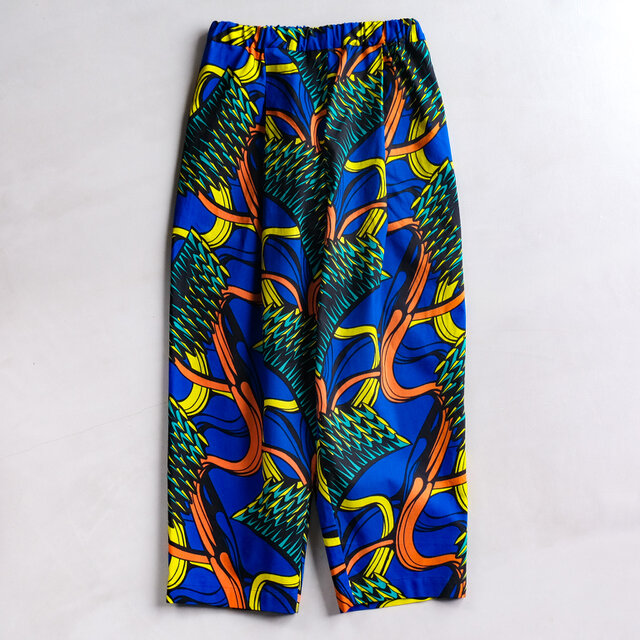 アフリカンワックスプリント　タックパンツ Blue Parrots