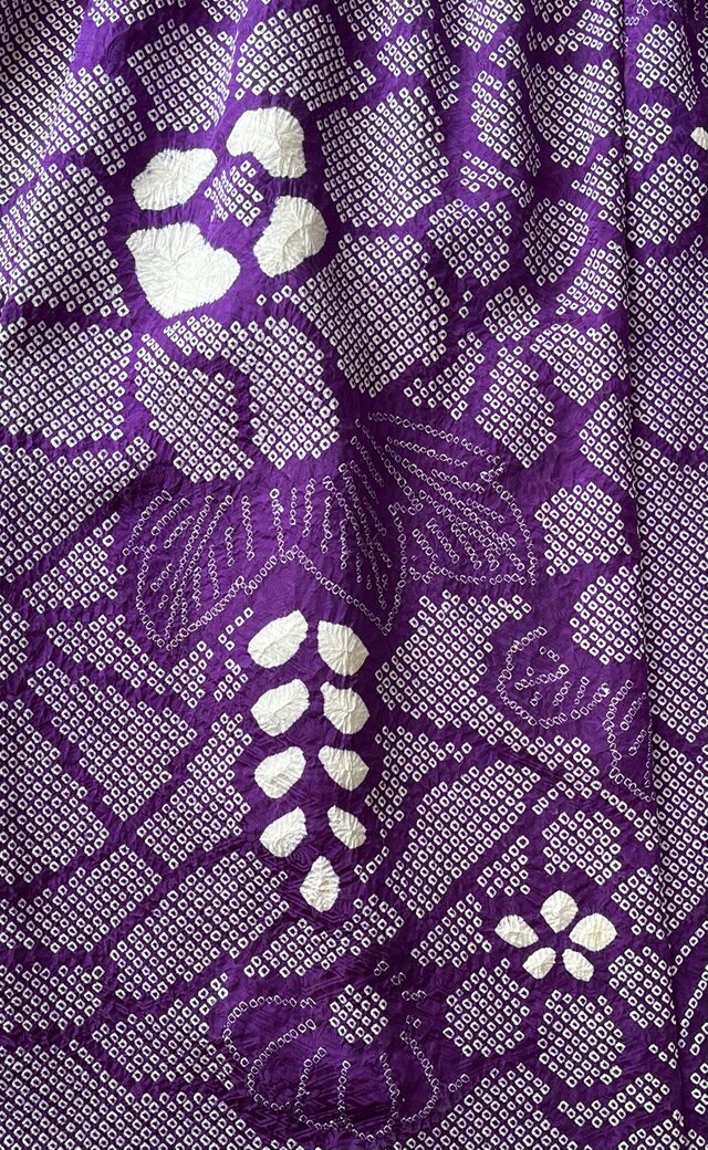 有松絞り浴衣リメイク　ドルマン袖切替えギャザーワンピース 有松絞り浴衣リメイク ドルマン袖切替えギャザーワンピース