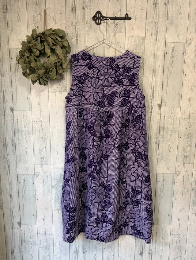 ☆ 総絞の着物から ヨーク切り替えギャザーワンピース 着物リメイク