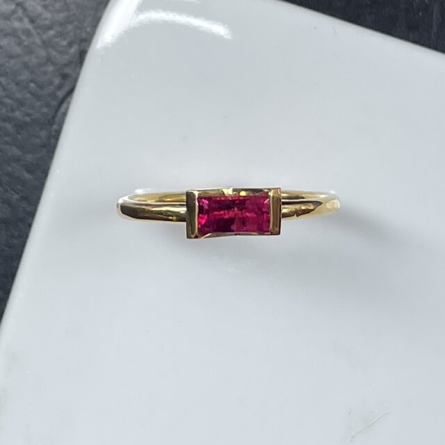 ルベライト トルマリン 0.47ct バゲットカット V石座 シルバーSV925