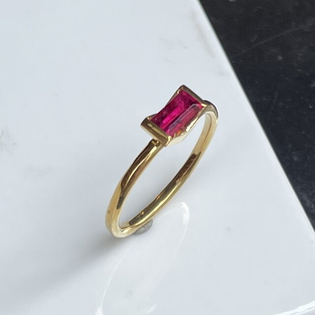 ルベライト トルマリン 0.47ct バゲットカット V石座 シルバーSV925