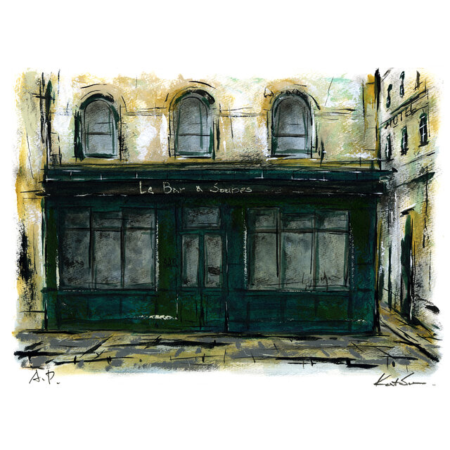 「Le Bar a Soupes」絵画 風景画 パリ 版画 インテリアアート