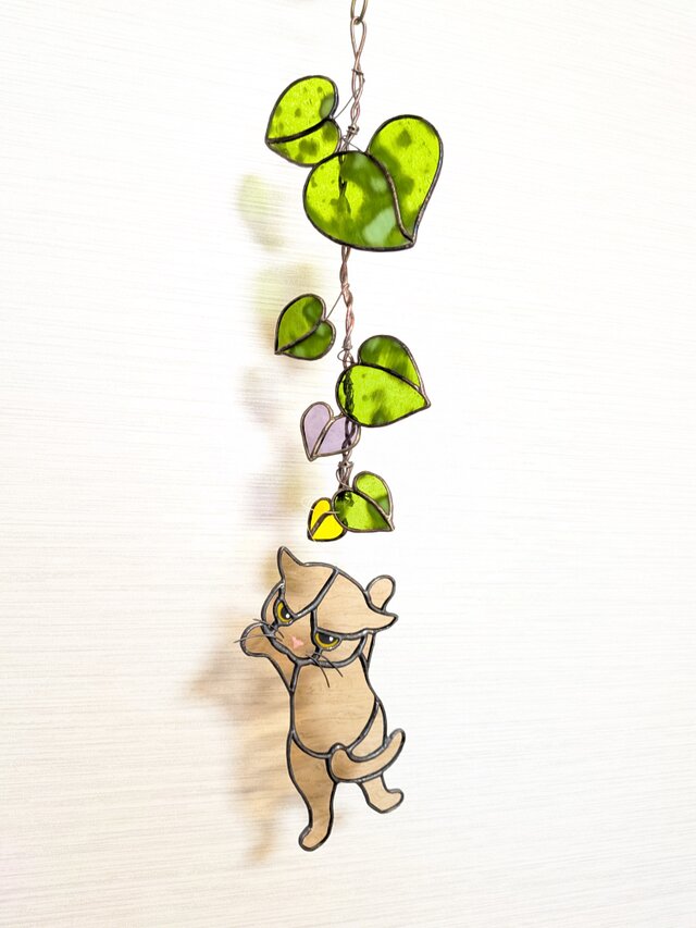 ステンドグラスのガーランド猫−A