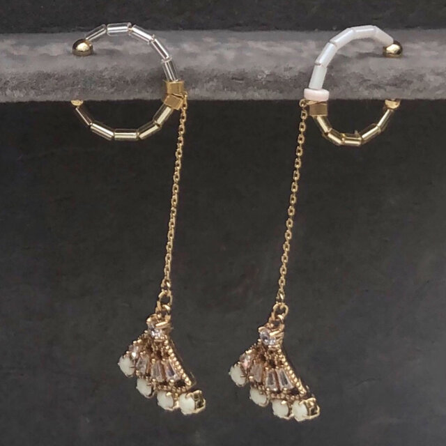 ★雅 Miyabi | 耳元で舞う扇 | 2way | ハーフ★イヤーカフ 片耳