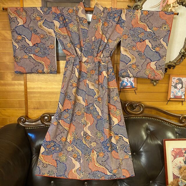 着物リメイク ワンピース ドレス 洗える 化繊 名古屋帯サッシュベルト