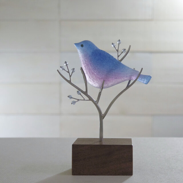 鳥のオブジェ［紫陽花色］①