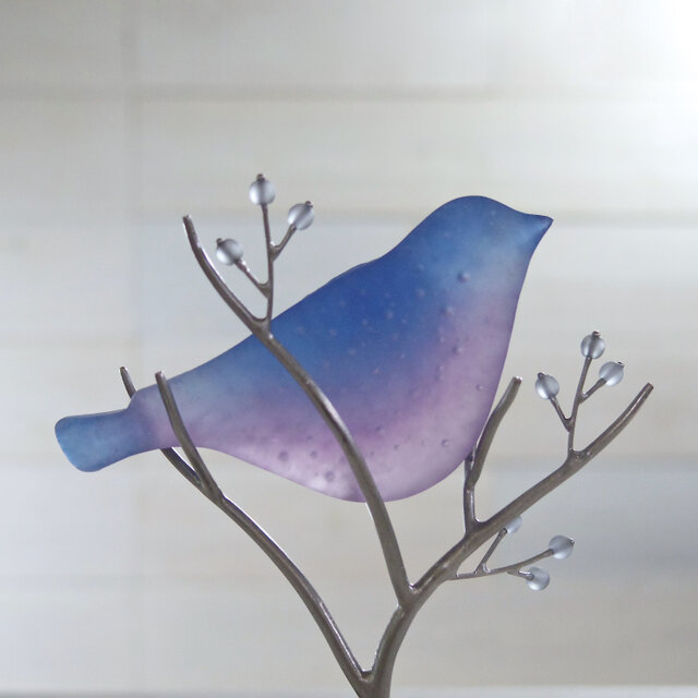 紫陽花のオブジェ 鳥のオブジェ［紫陽花色］① | iichi 日々の