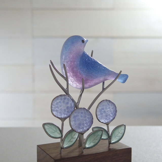 鳥と紫陽花のオブジェ | iichi 日々の暮らしを心地よくする