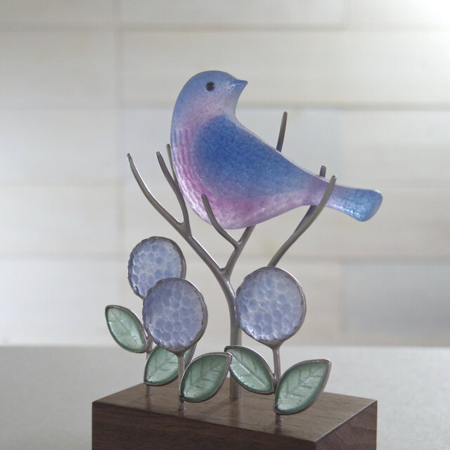 鳥と紫陽花のオブジェ | iichi 日々の暮らしを心地よくする