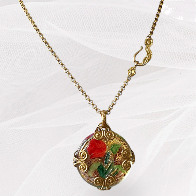 チェコガラス ネックレス 〜チューリップ〜 JBBフラワーフック