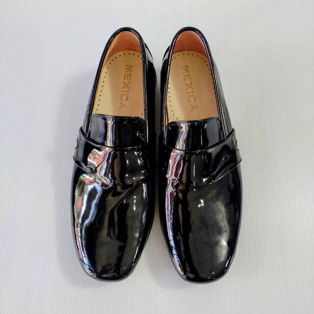 ◇本革エナメルローファー◇無料サイズオーダー◇受注生産◇本革◇ブラック◇