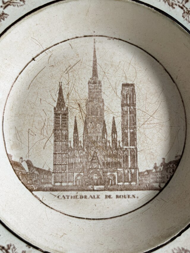 Montereau モントロー グリザイユ 深皿 φ23.3cm フランス アンティーク