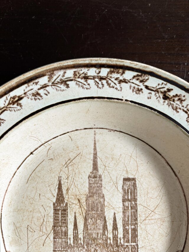 Montereau モントロー グリザイユ 深皿 φ23.3cm フランス アンティーク